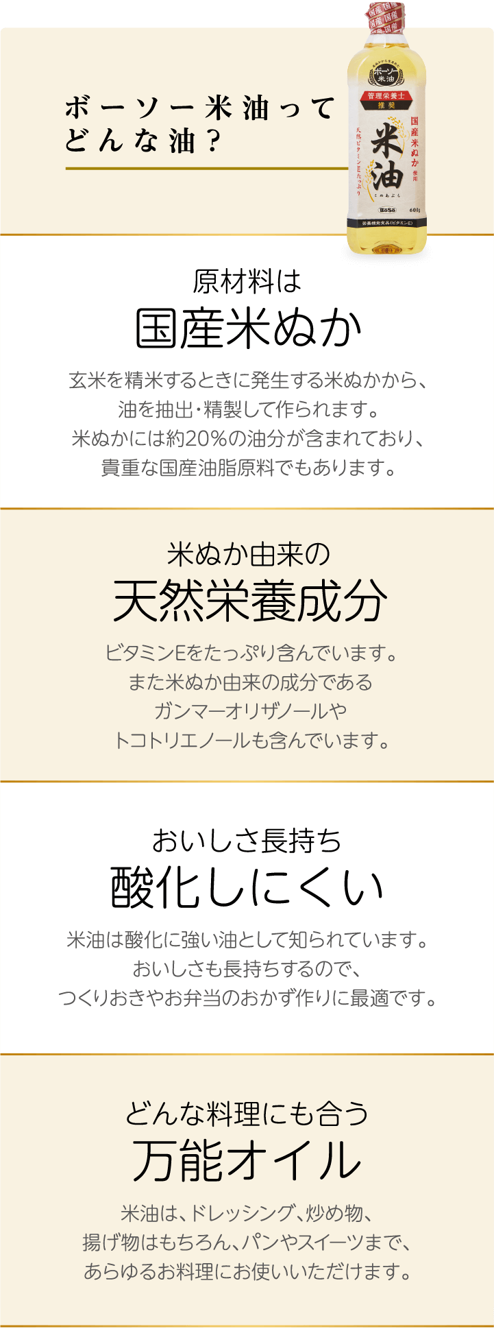 ボーソー米油ってどんな油？