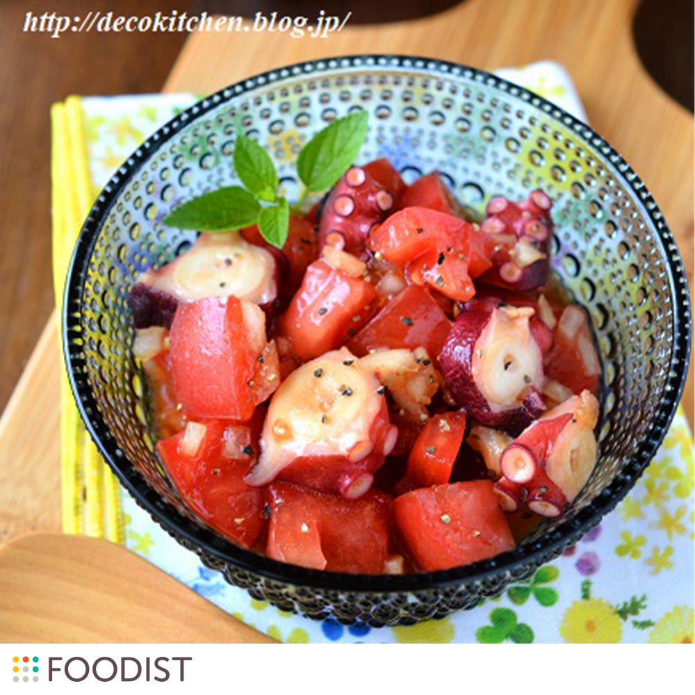 さらっと食べられる!たことトマトのレモン醤油マリネ