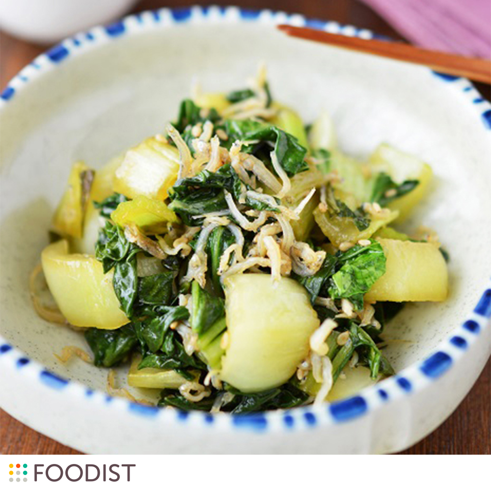 すっきりとした味わい!青梗菜とじゃこの生姜醤油炒め