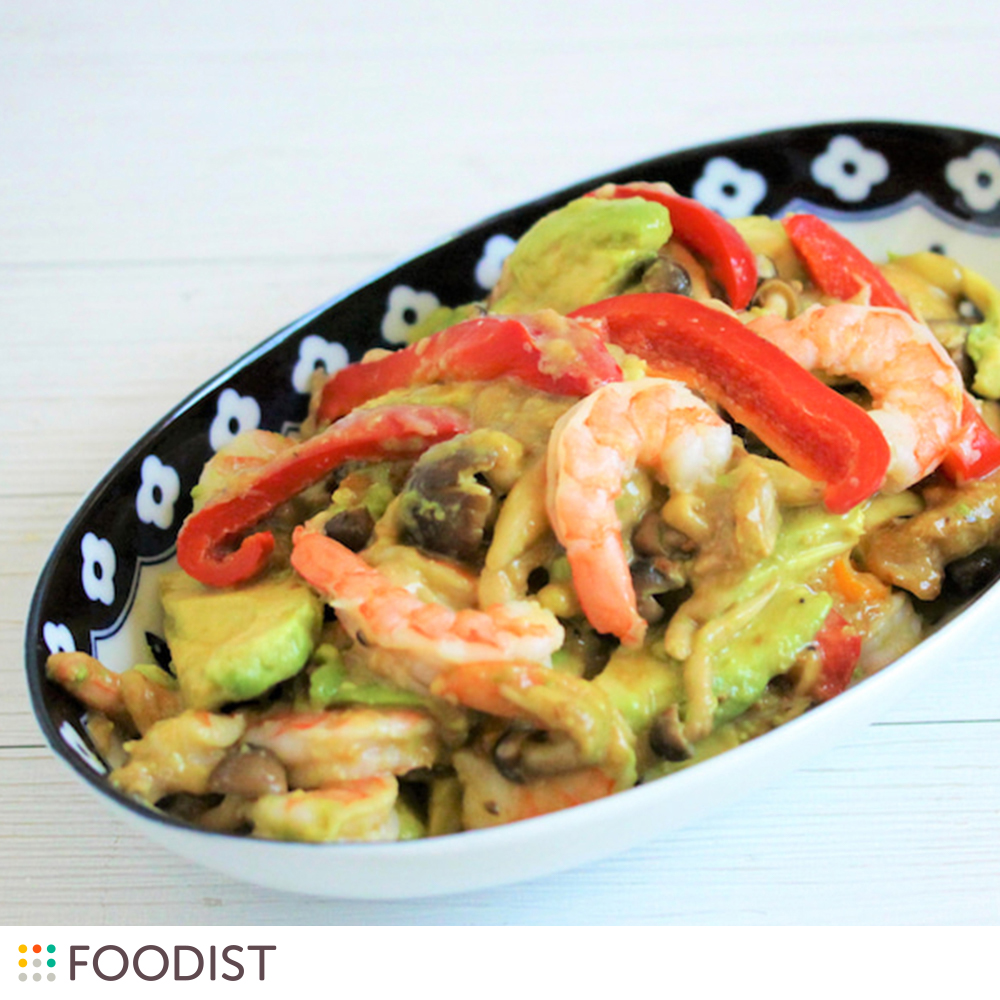 味噌とチーズでコクうま!エビとアボカドの味噌チーズ炒め