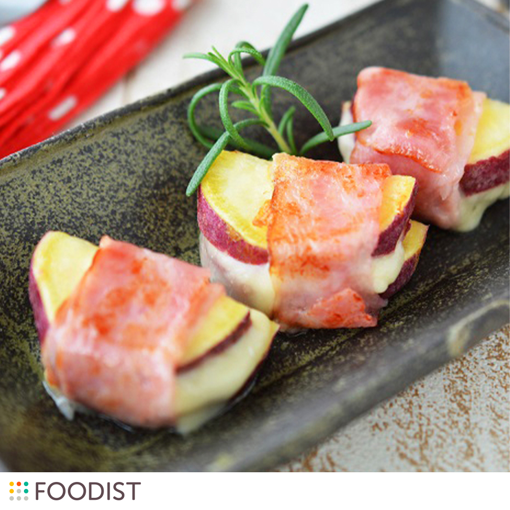 甘じょぱうまい!さつまいもとチーズのベーコン巻き