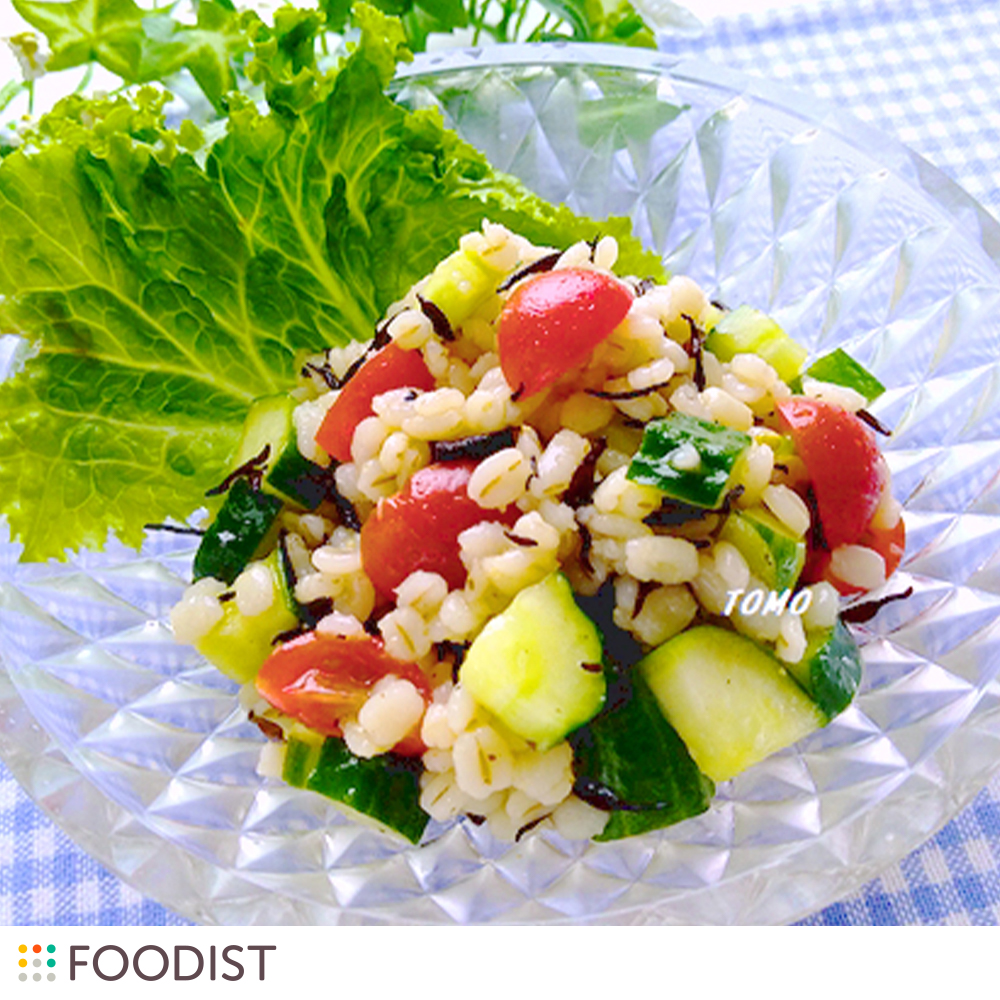 食物繊維たっぷり!押し麦とひじきのサラダ
